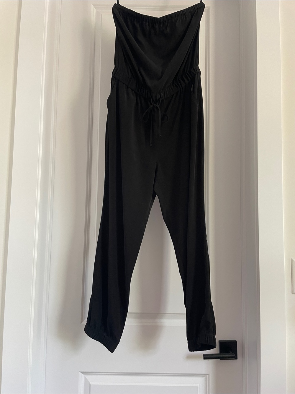 Banana Republic Black Strapless Jumpsuit with Drawstring Waist